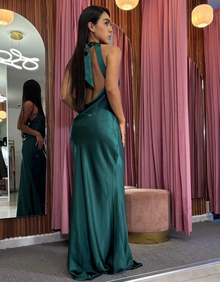 VESTIDO MAXI CORTE SIRENA HALTER