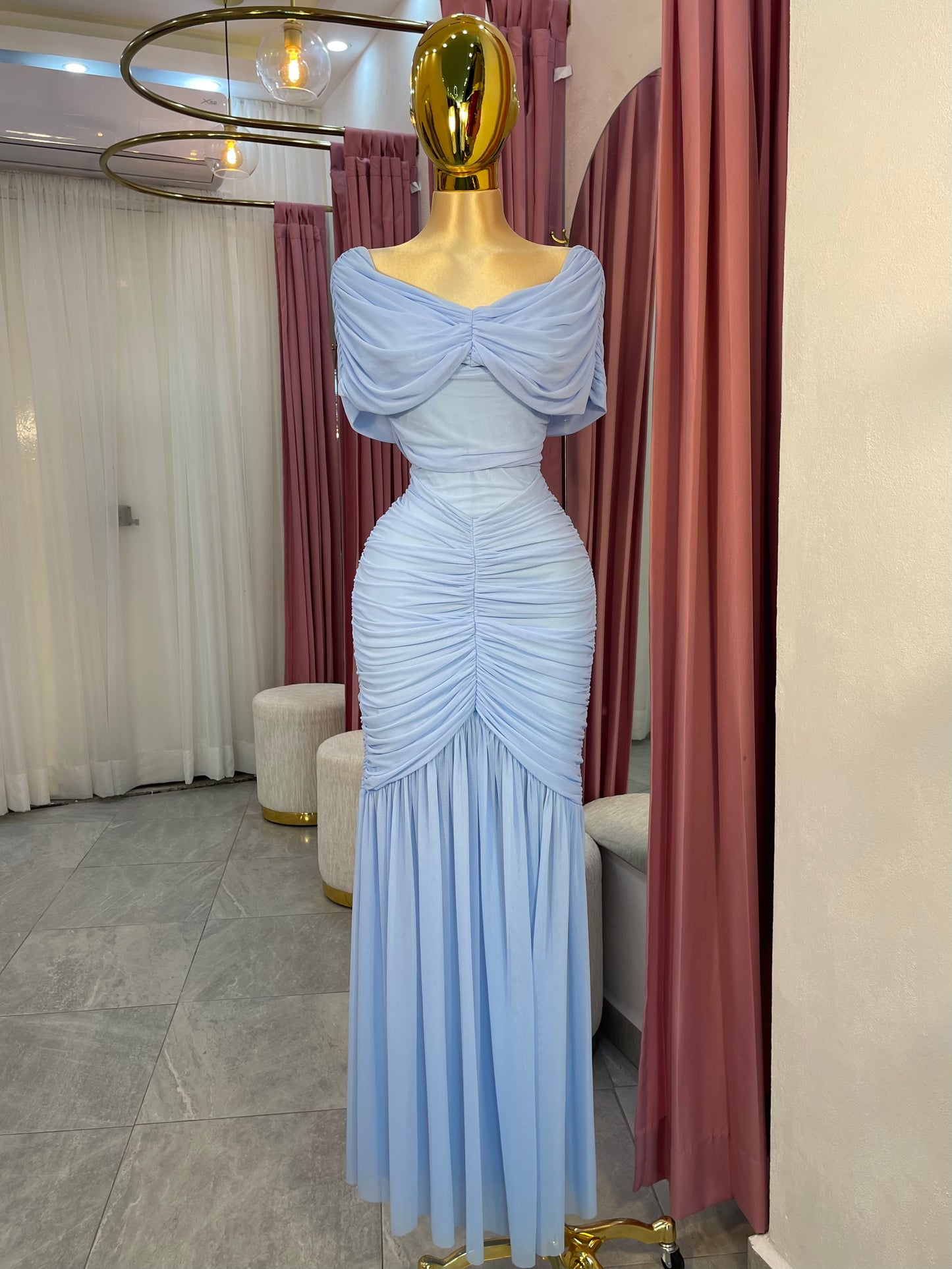 VESTIDO MAXI MESH OFF SHOULDER