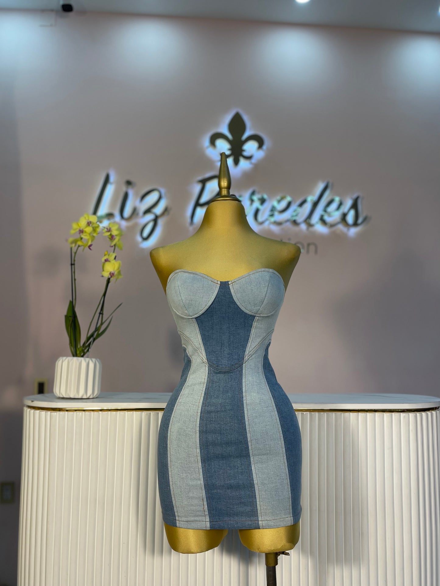 VESTIDO-MINI DEMIN BICOLOR