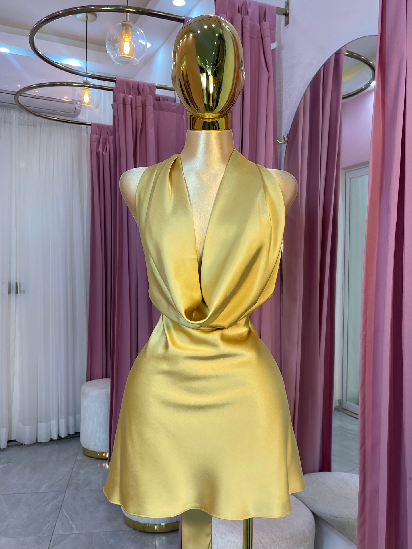 VESTIDO MINI SATIN GOLD
