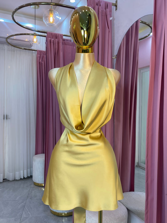 VESTIDO MINI SATIN GOLD