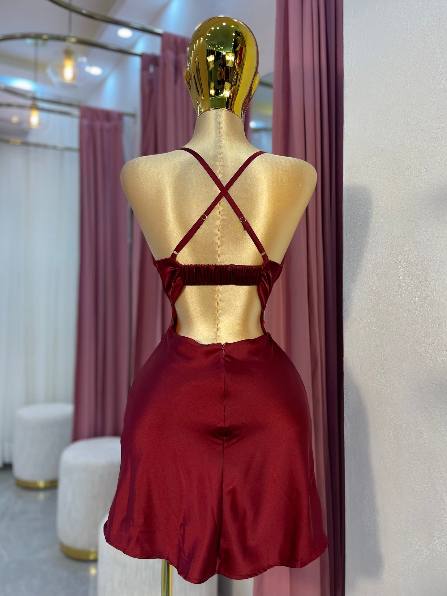 VESTIDO MINI TINTO