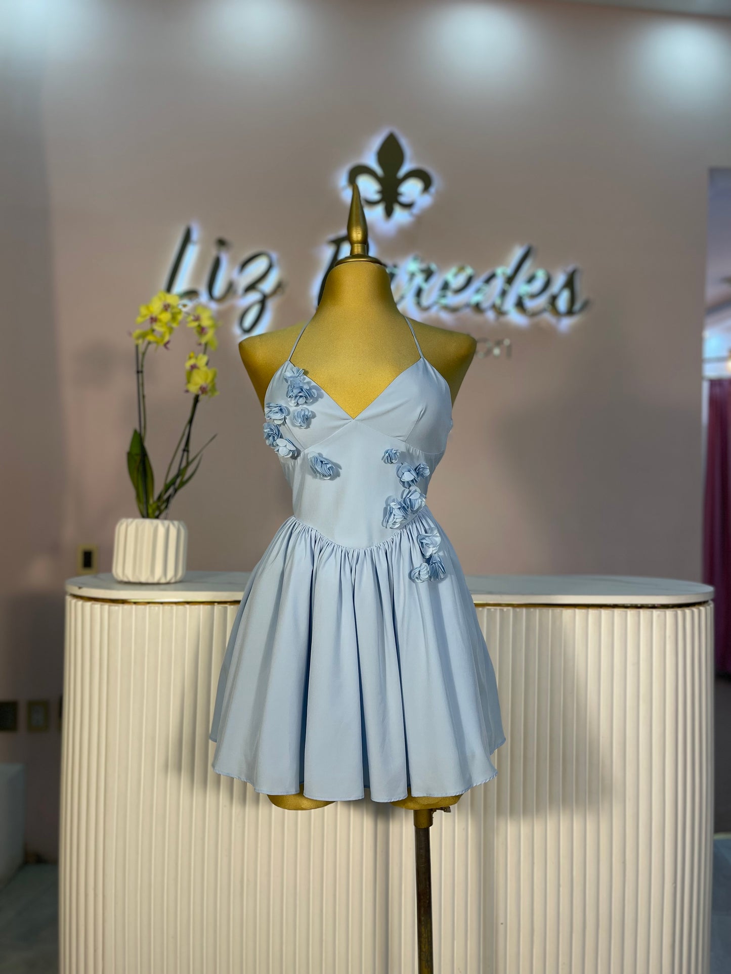 VESTIDO MINI BABY BLUE FLORES