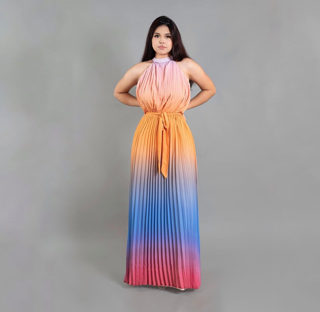 VESTIDO HALTER PLISADO COLORES
