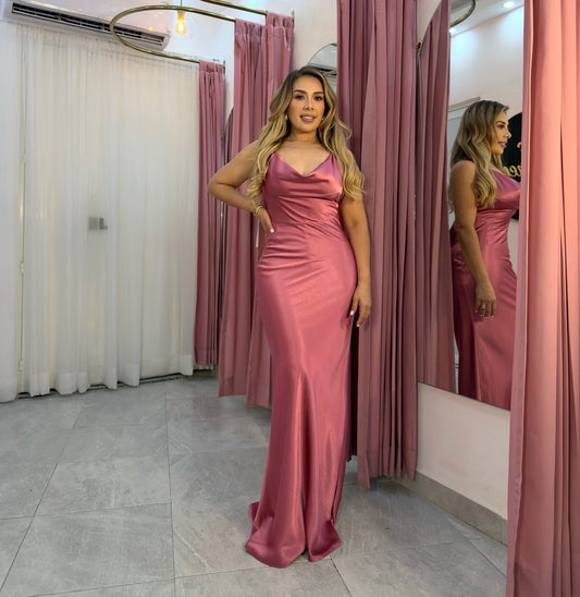 VESTIDO SATIN ESCOTE TIRAS MF23066