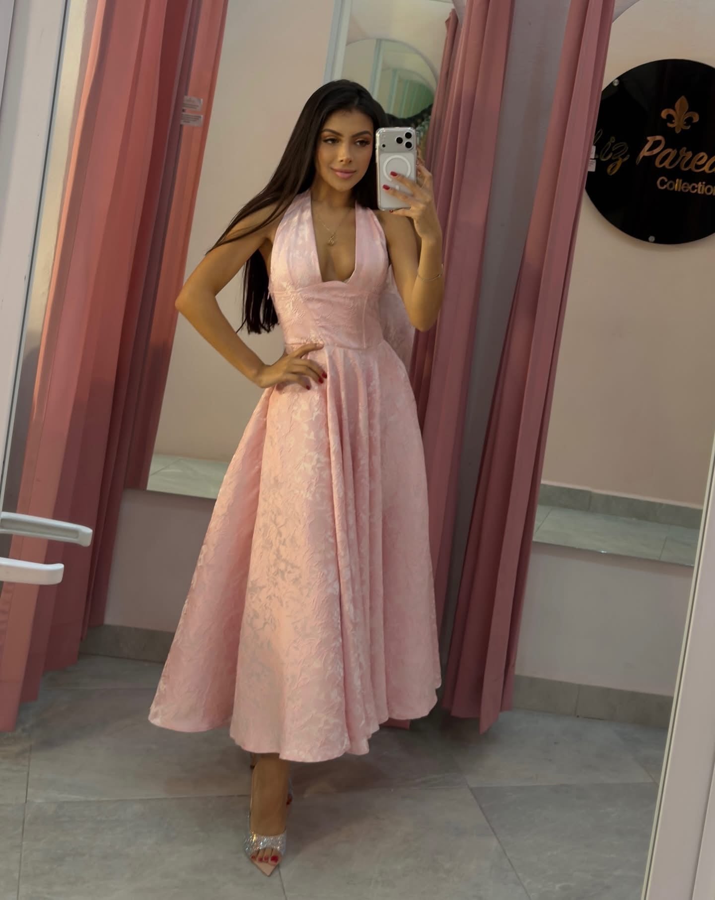 VESTIDO MIDI ROSA CORSET
