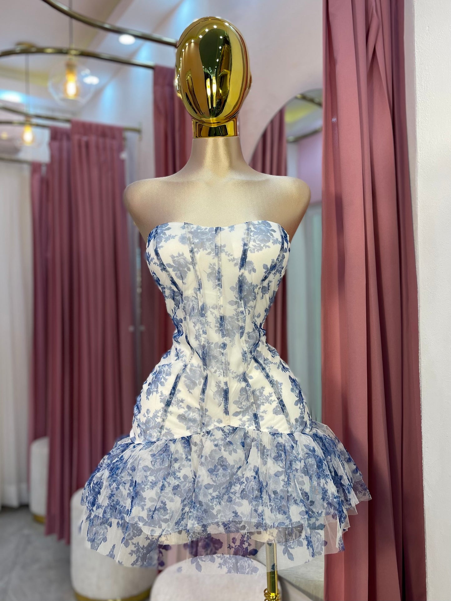 VESTIDO MINI STRAPLESS CORSET