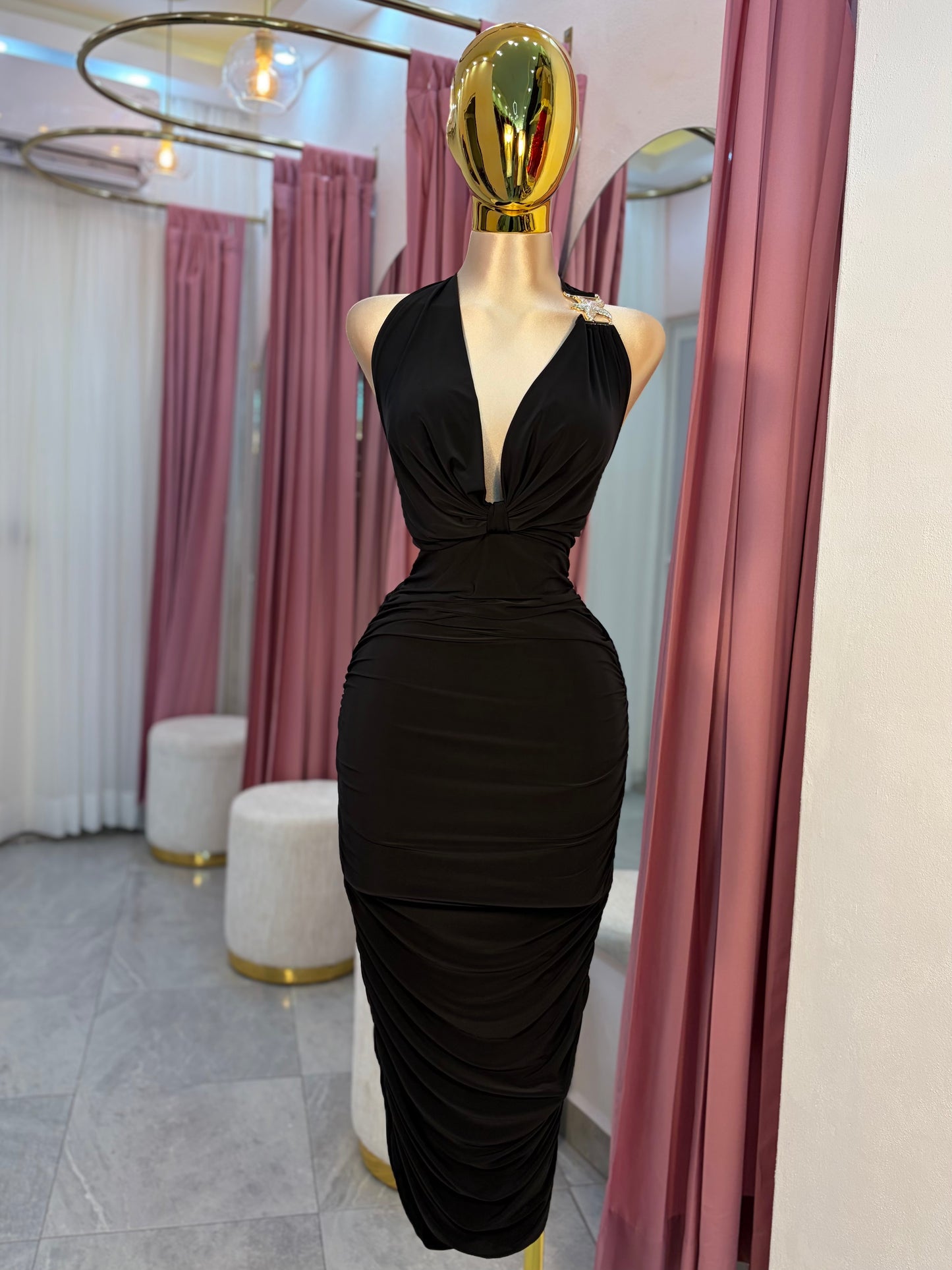 VESTIDO NEGRO MIDI LICRA