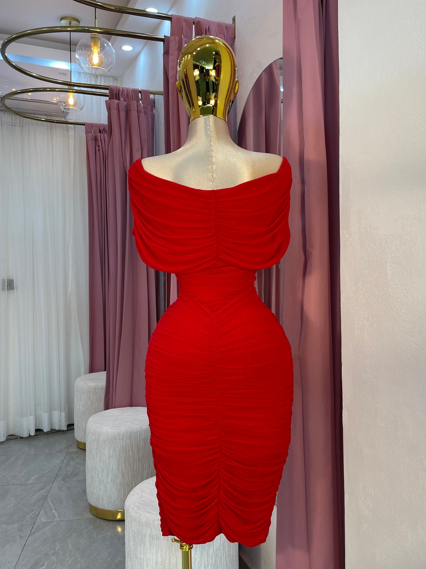 VESTIDO MIDI MESH OFF SHOULDER