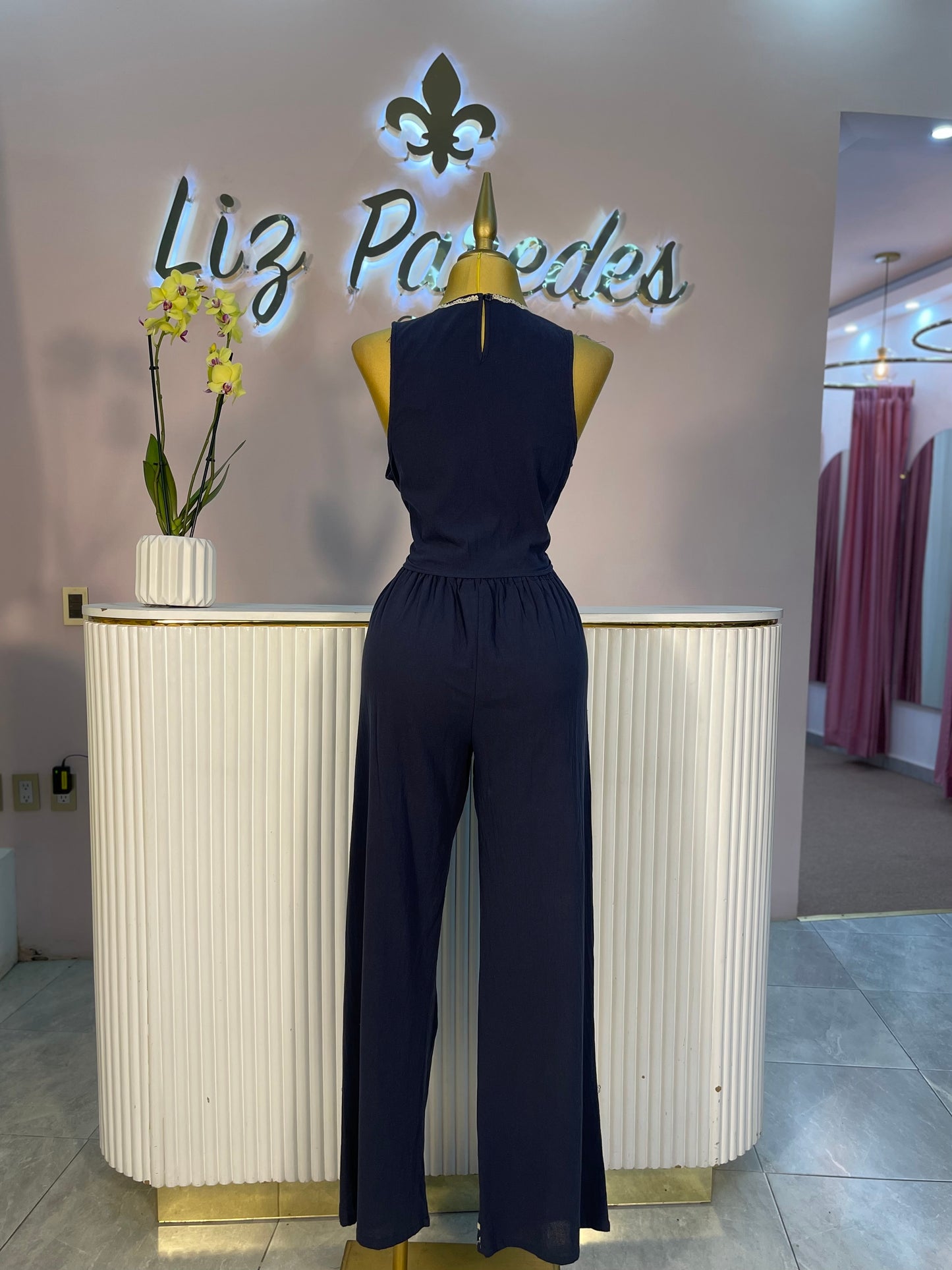SET AZUL LINO BORDADO