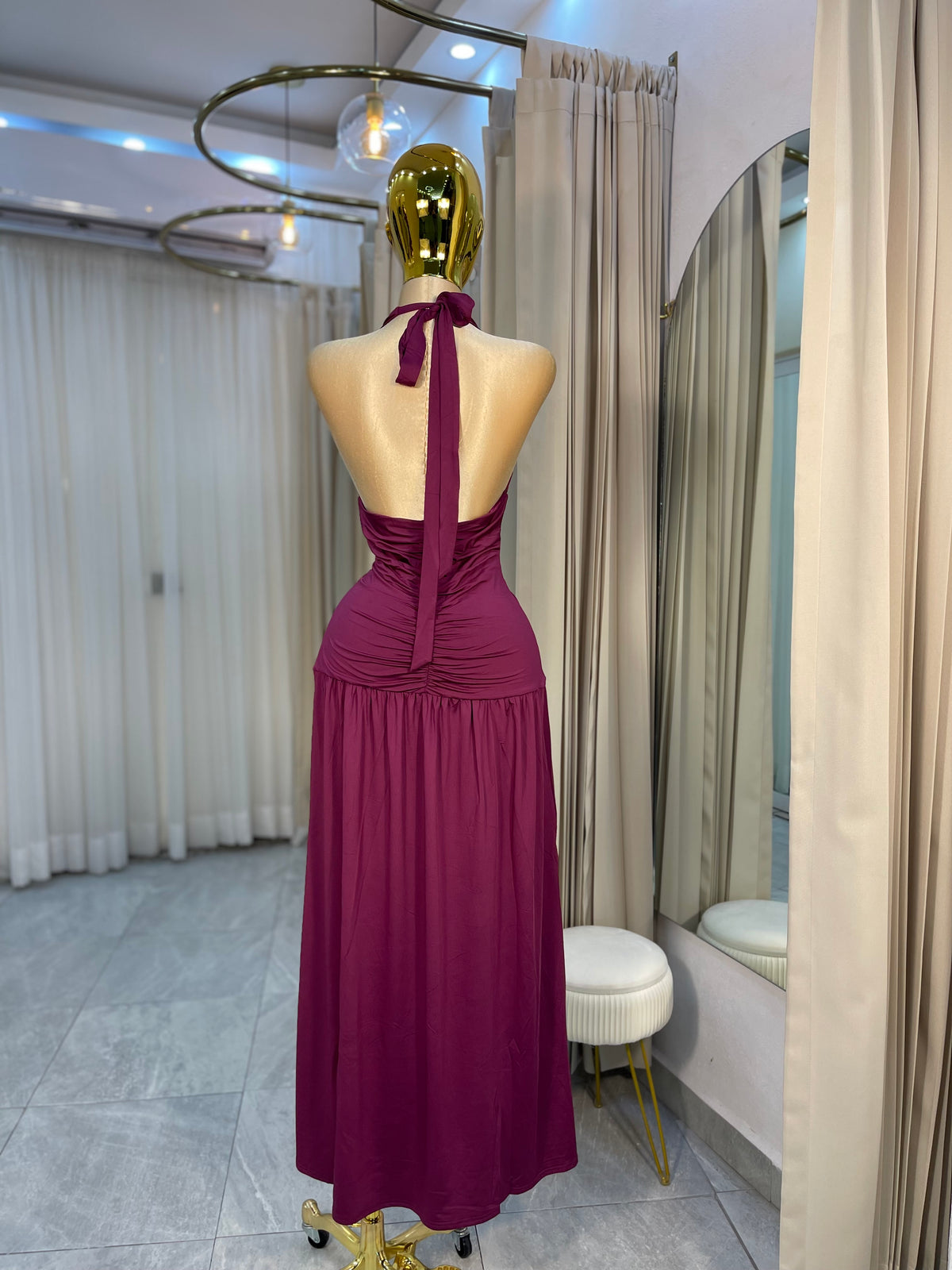 VESTIDO MAXI ESC. V DRAP