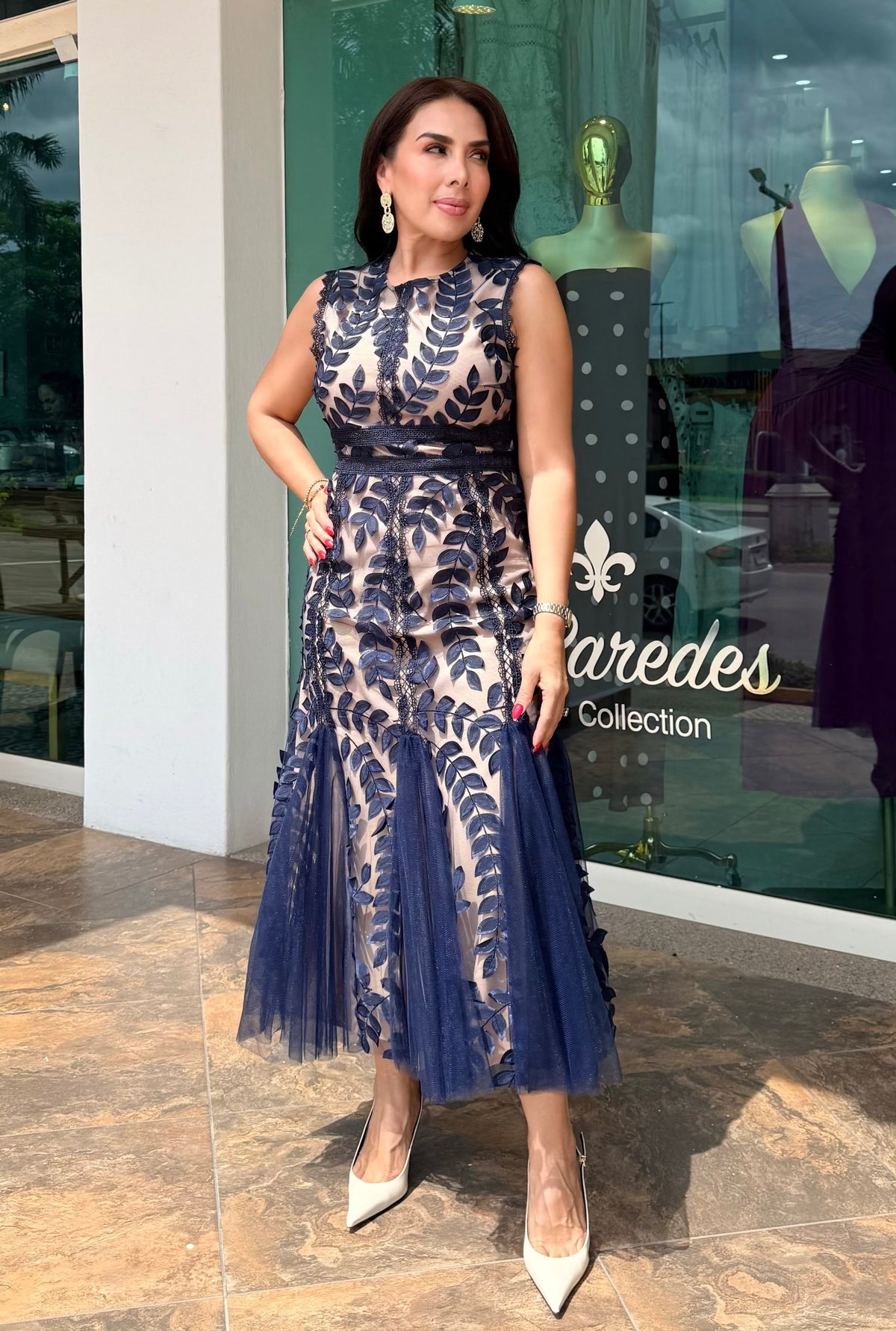 VESTIDO MIDI SIRENA HOJAS