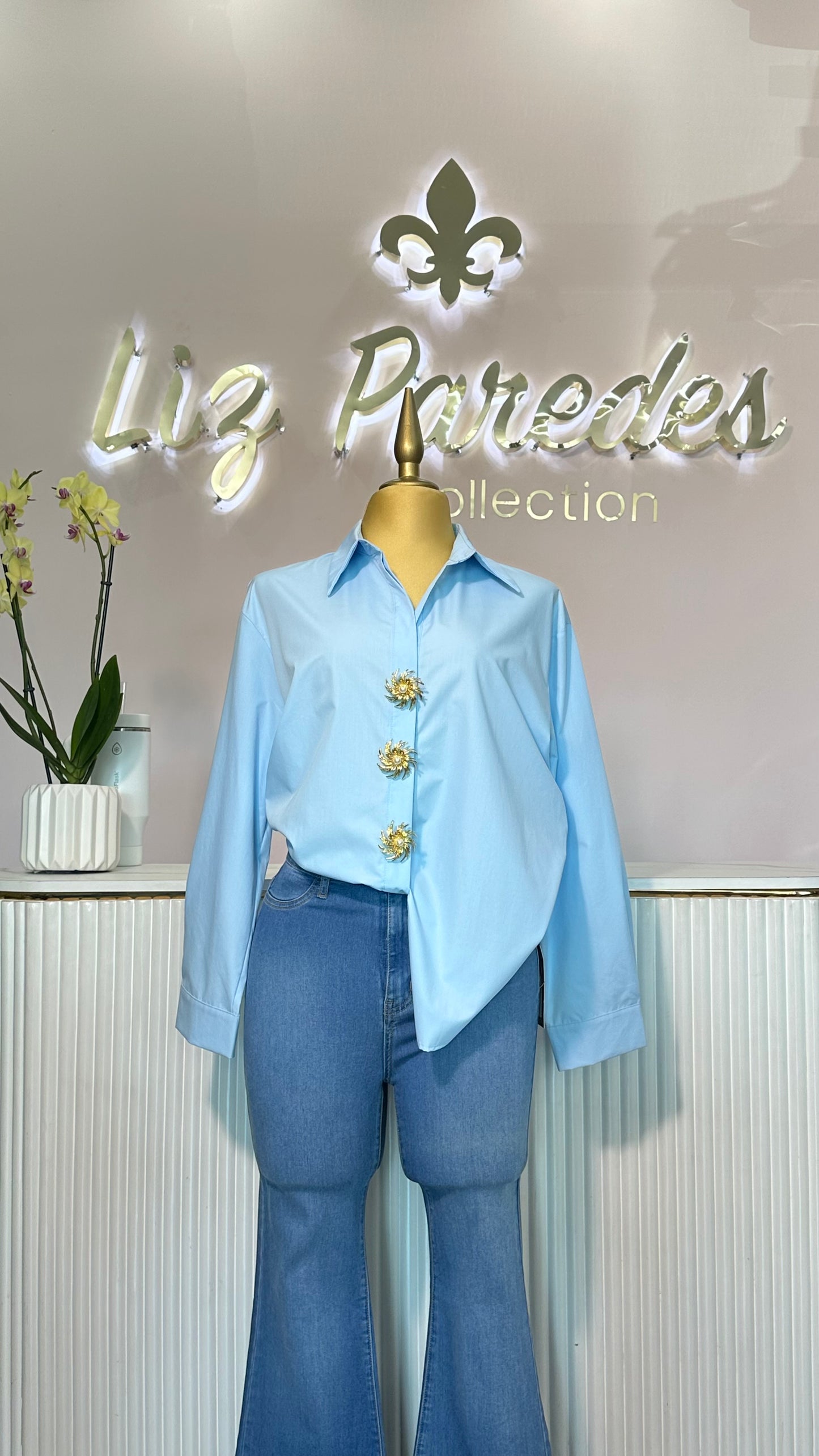 CAMISA BOTÓN DORADO