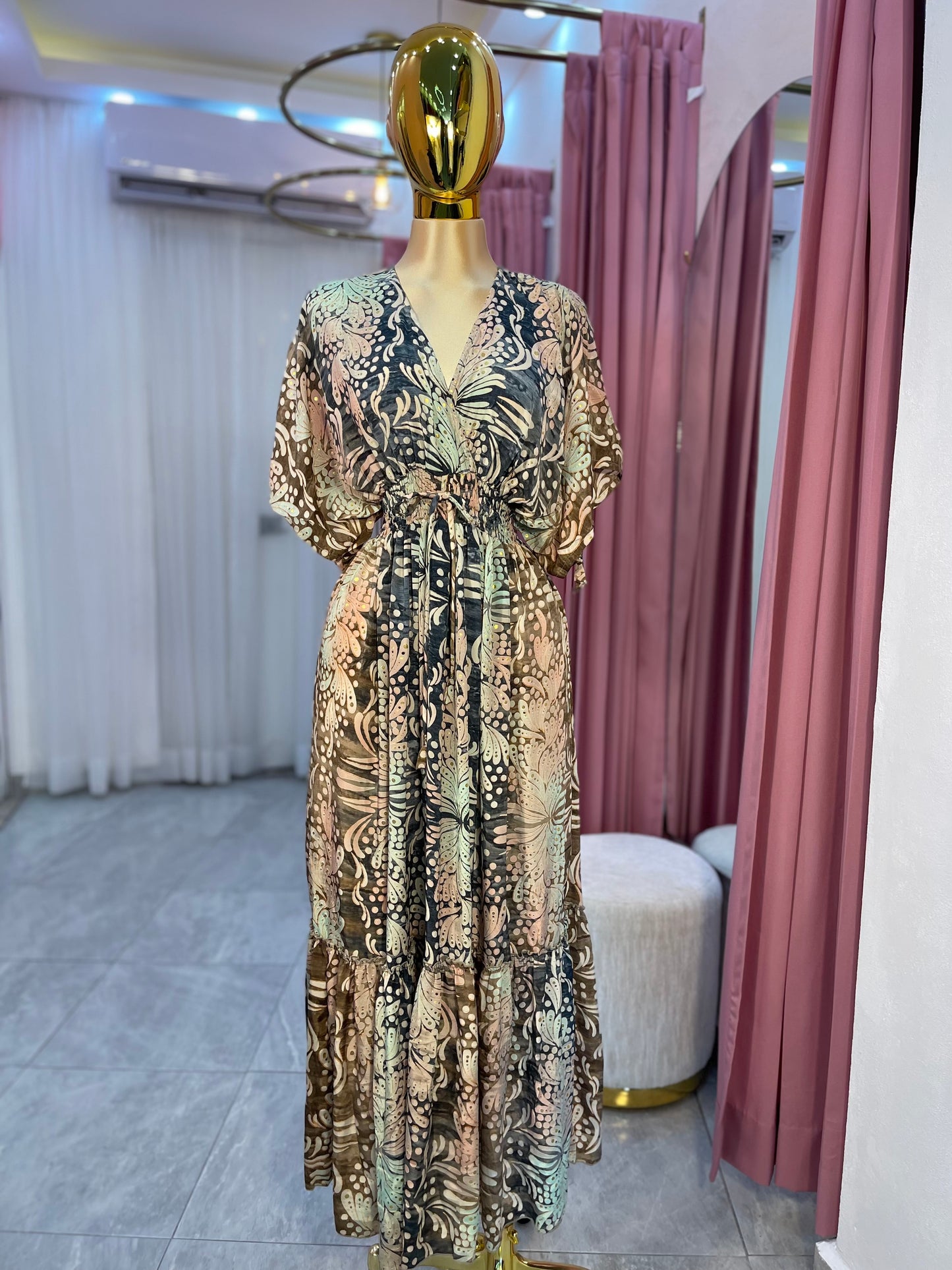 VESTIDO HINDÚ MANGA CORTA