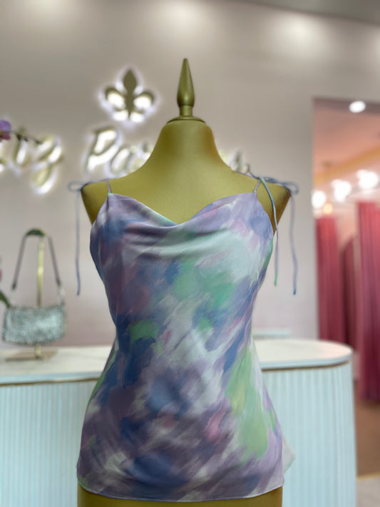BLUSA MORADA TIRANTE SATEN