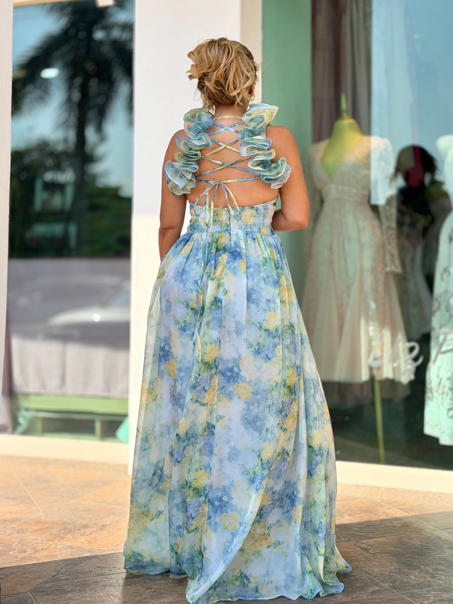 VESTIDO MAXI EST AZUL