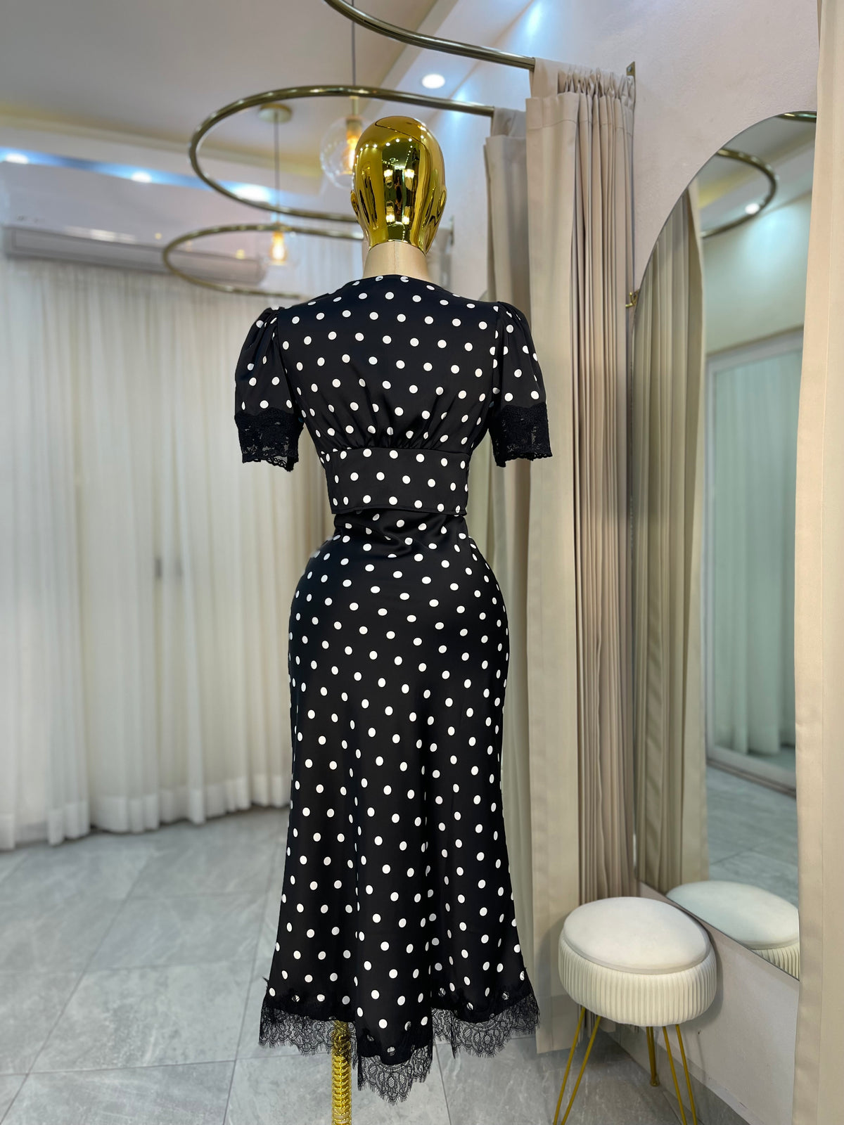 SET SATIN POLKA FALDA