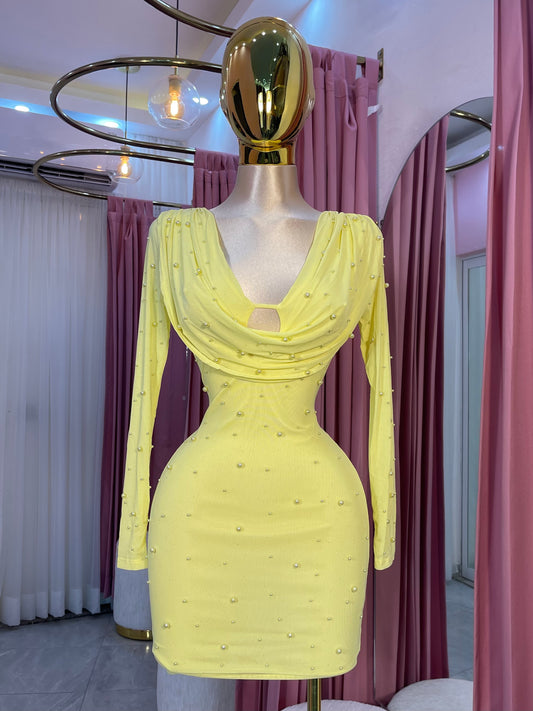 VESTIDO MINI PERLAS LEMON