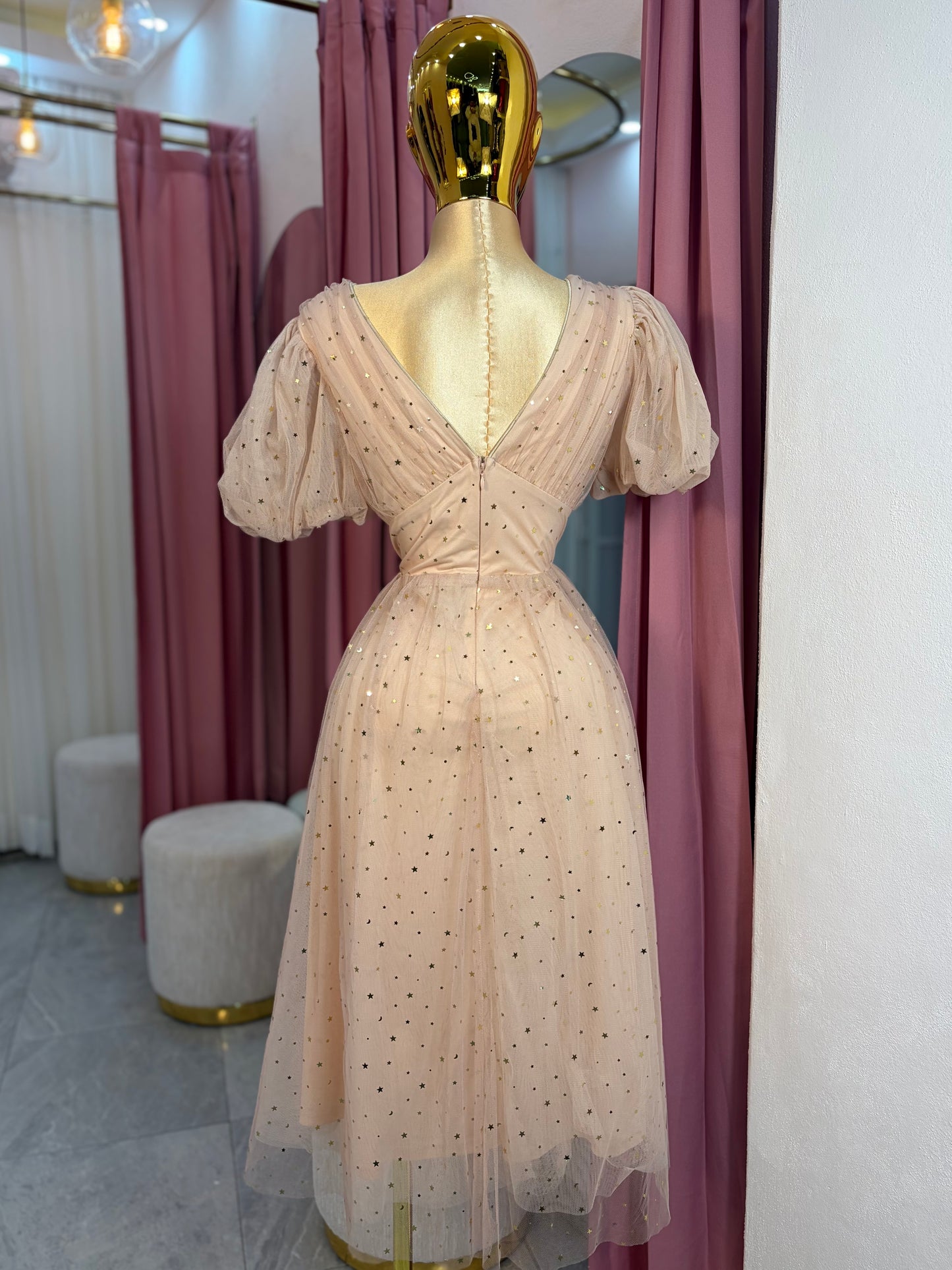 VESTIDO MIDI ESTRELLAS CUELLO V