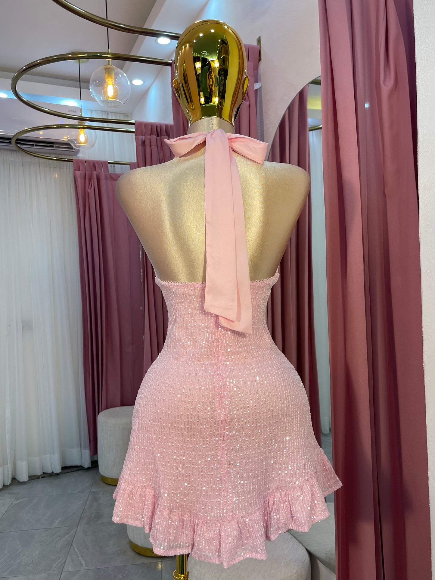VESTIDO MINI ESC. V VOLANTE MINI
