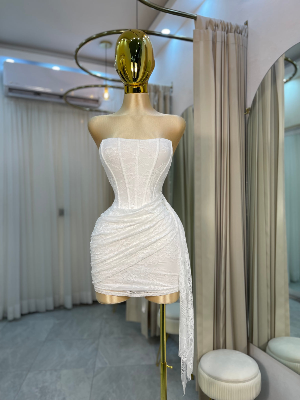 VESTIDO MINI ENCAJE BLANCO