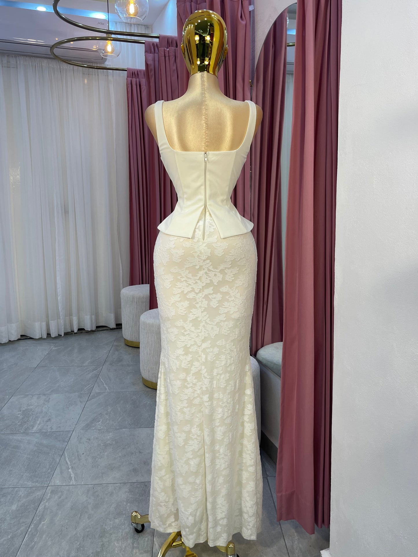 VESTIDO MAXI IVORY ENCAJE