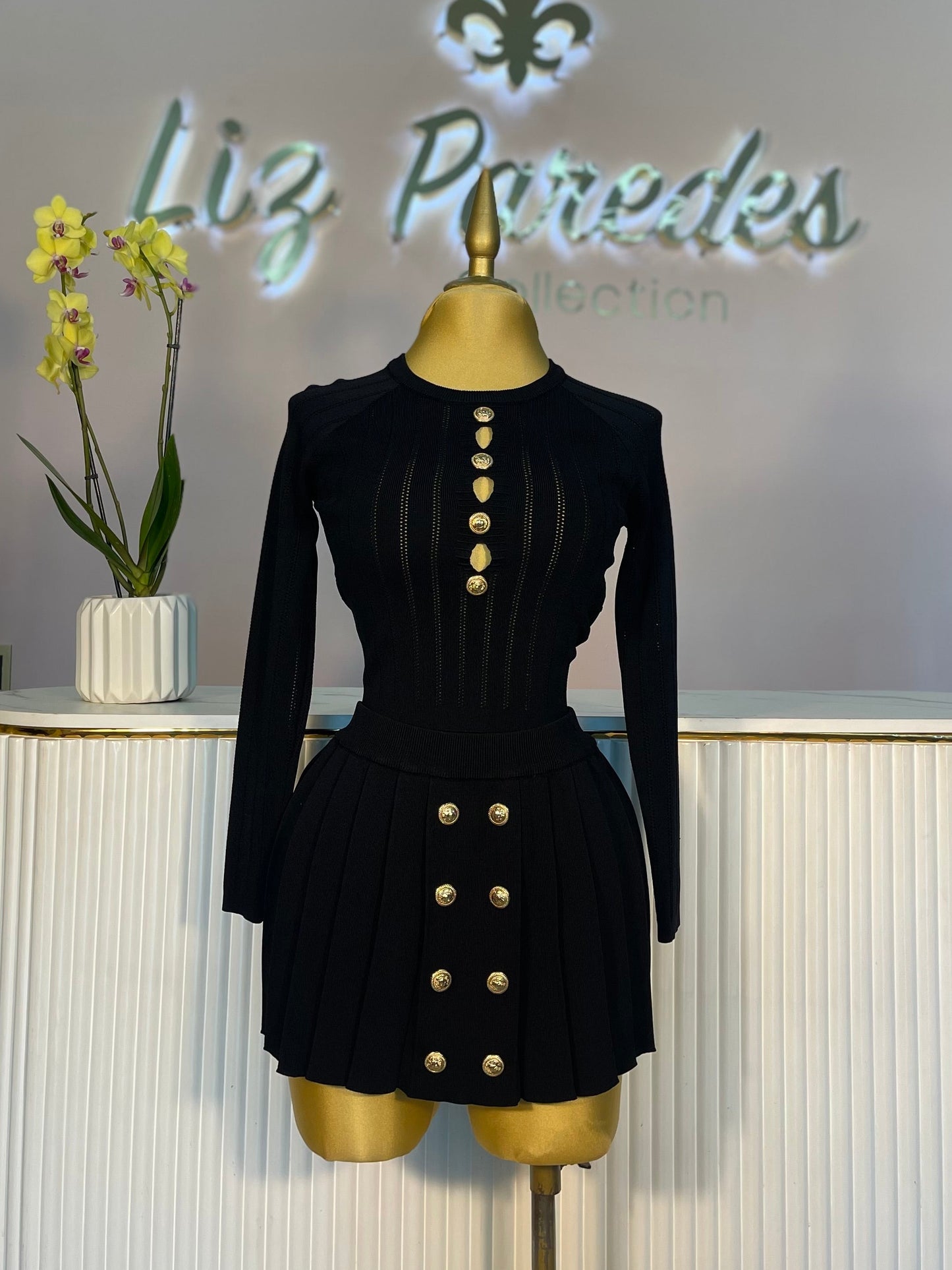 SET NEGRO PUNTO FALDA