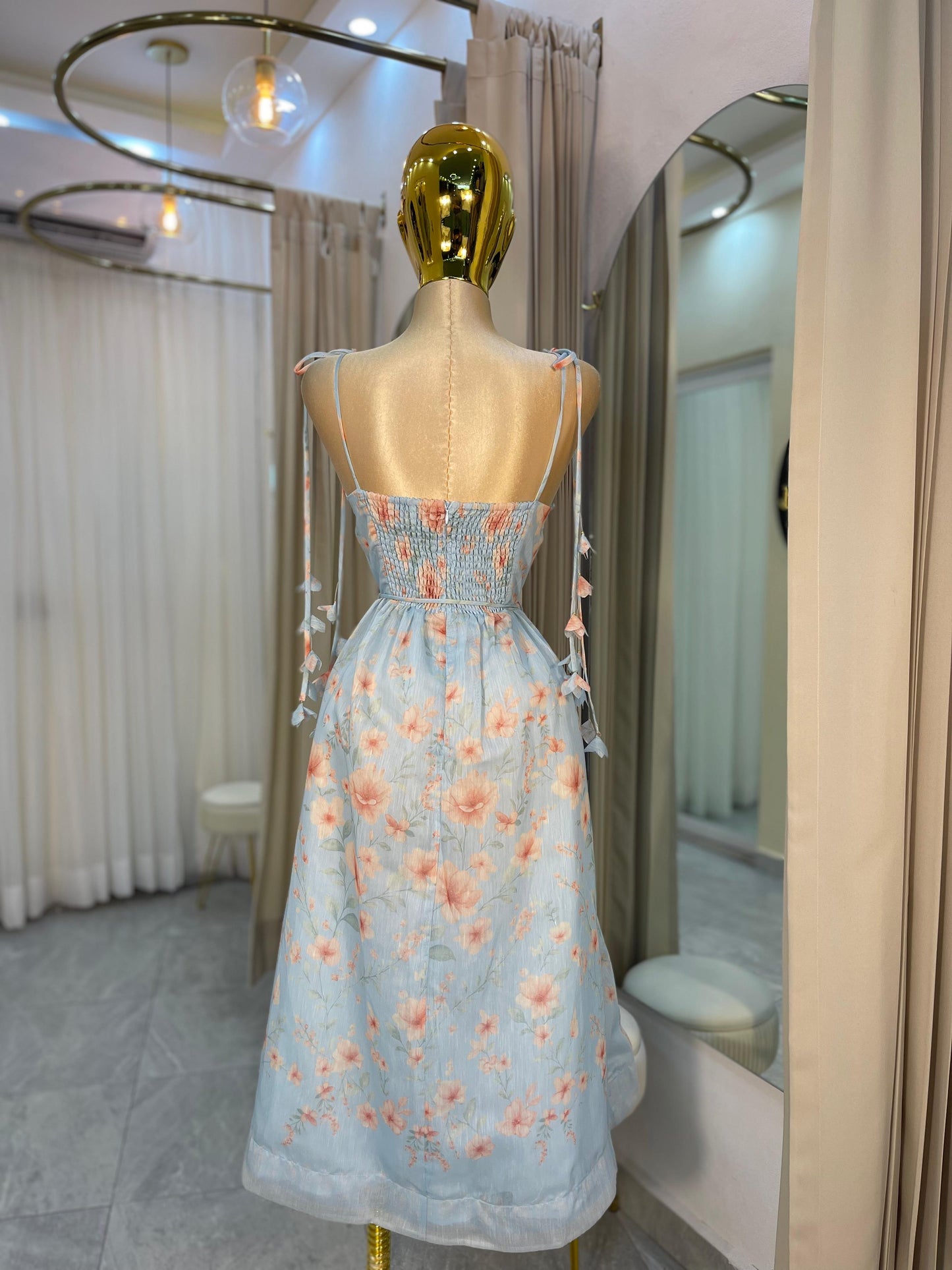 VESTIDO MIDI CORTE A EB FLORES