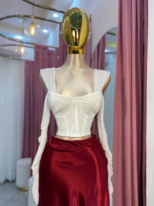 TOP BLANCO MANGA MESH