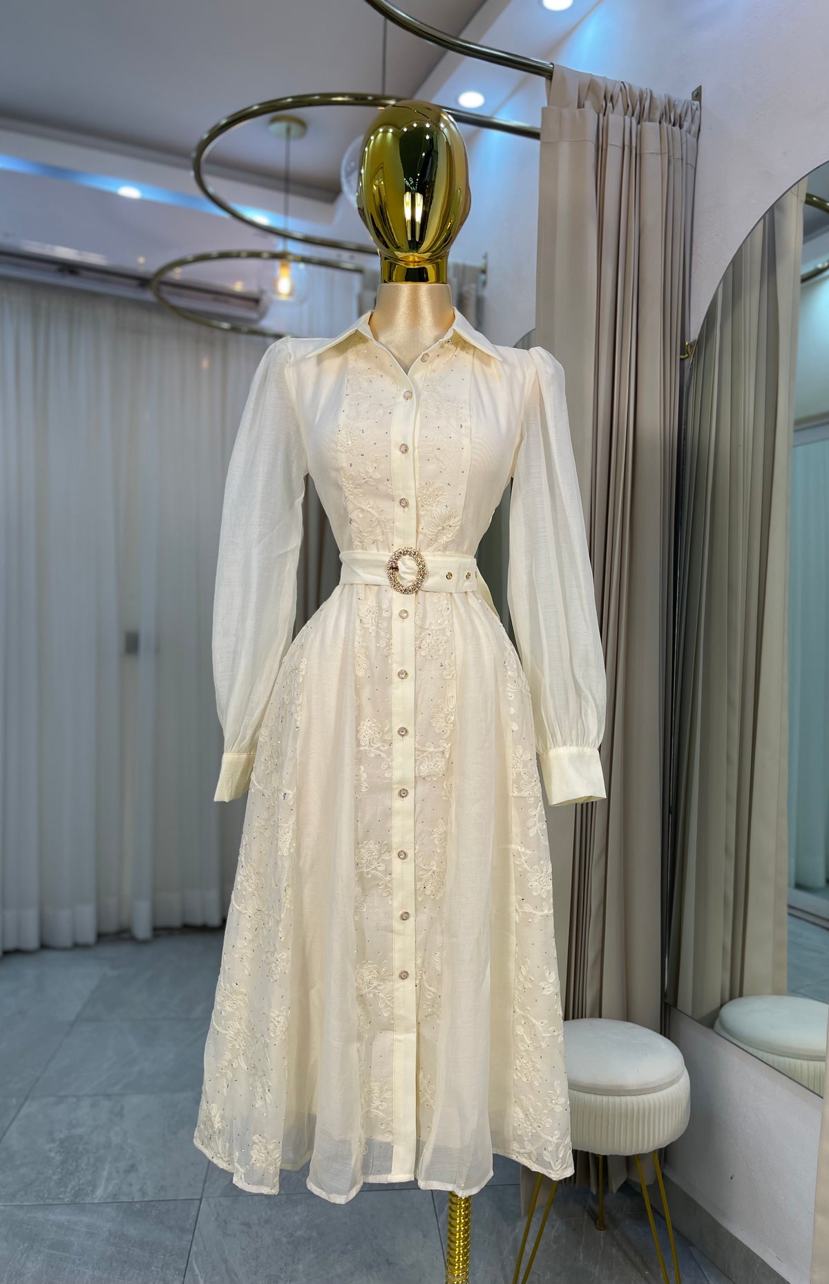 VESTIDO MIDI  MANGA LARGA BORD