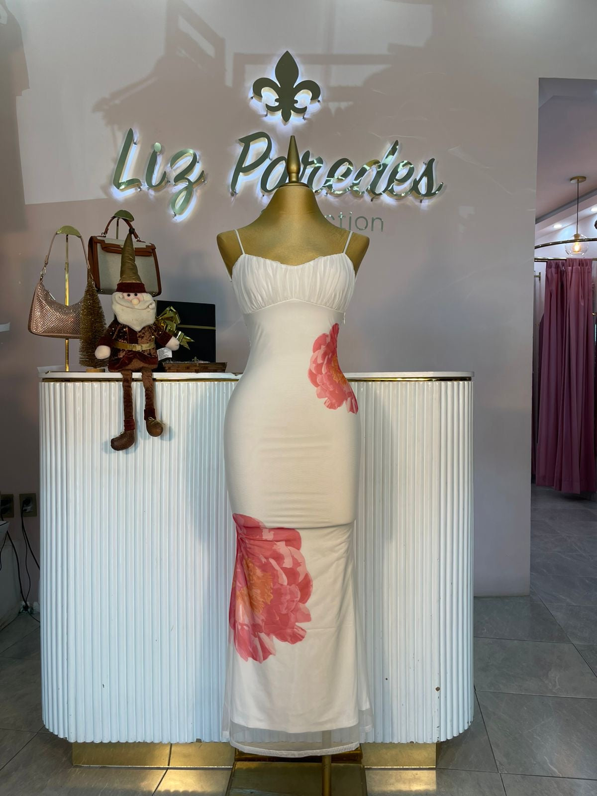 VESTIDO MAXI BLANCO MESH FLOR