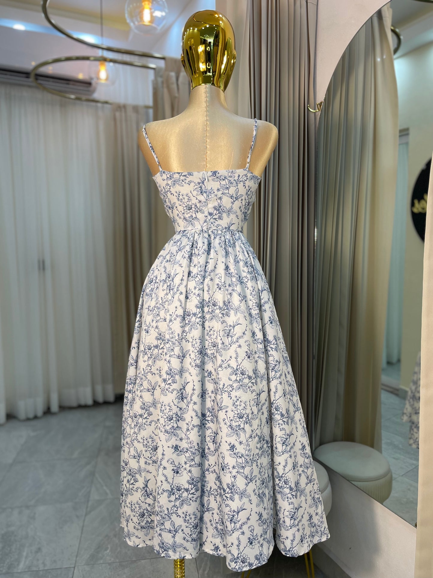 VESTIDO MIDI PRINCESA EST. MINI BLANCO AZUL