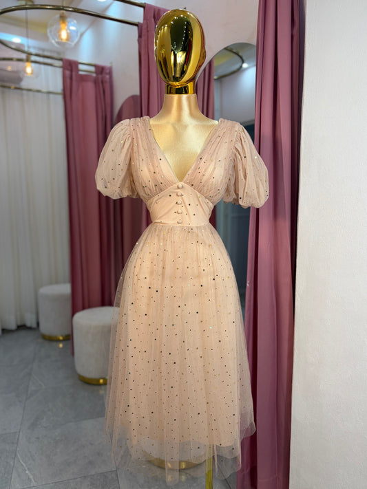 VESTIDO MIDI ESTRELLAS CUELLO V