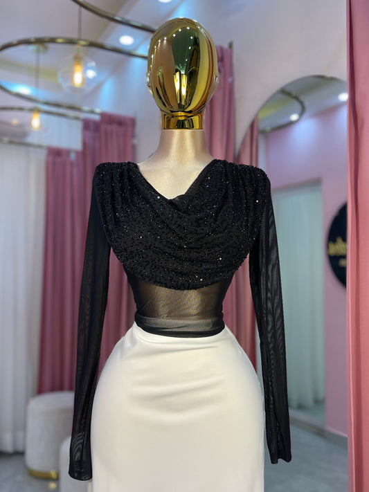 BLUSA MESH CON APLICACION
