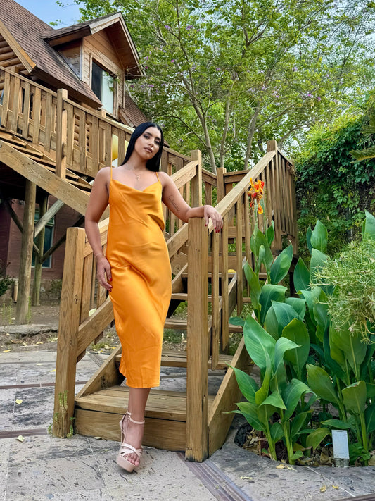 VESTIDO MIDI COCTEL SATIN