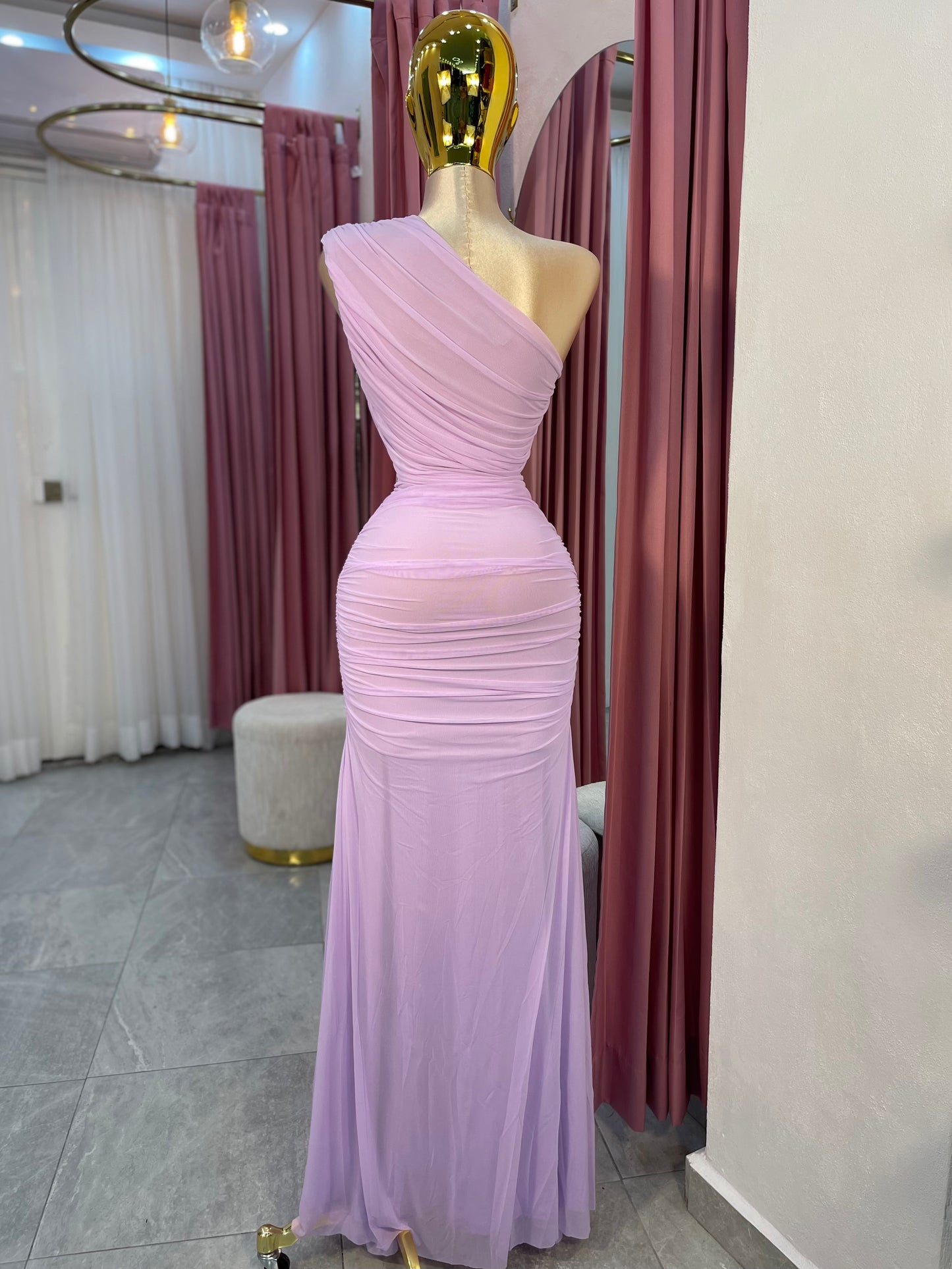 VESTIDO MAXI MESH ONE SHOULDER