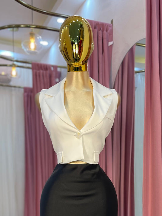 TOP CORTO CHALECO BLANCO