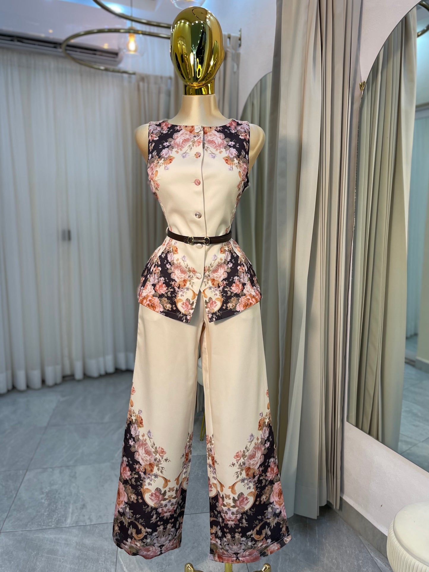 SET BEIGE ESTAMPADO VINTAGE
