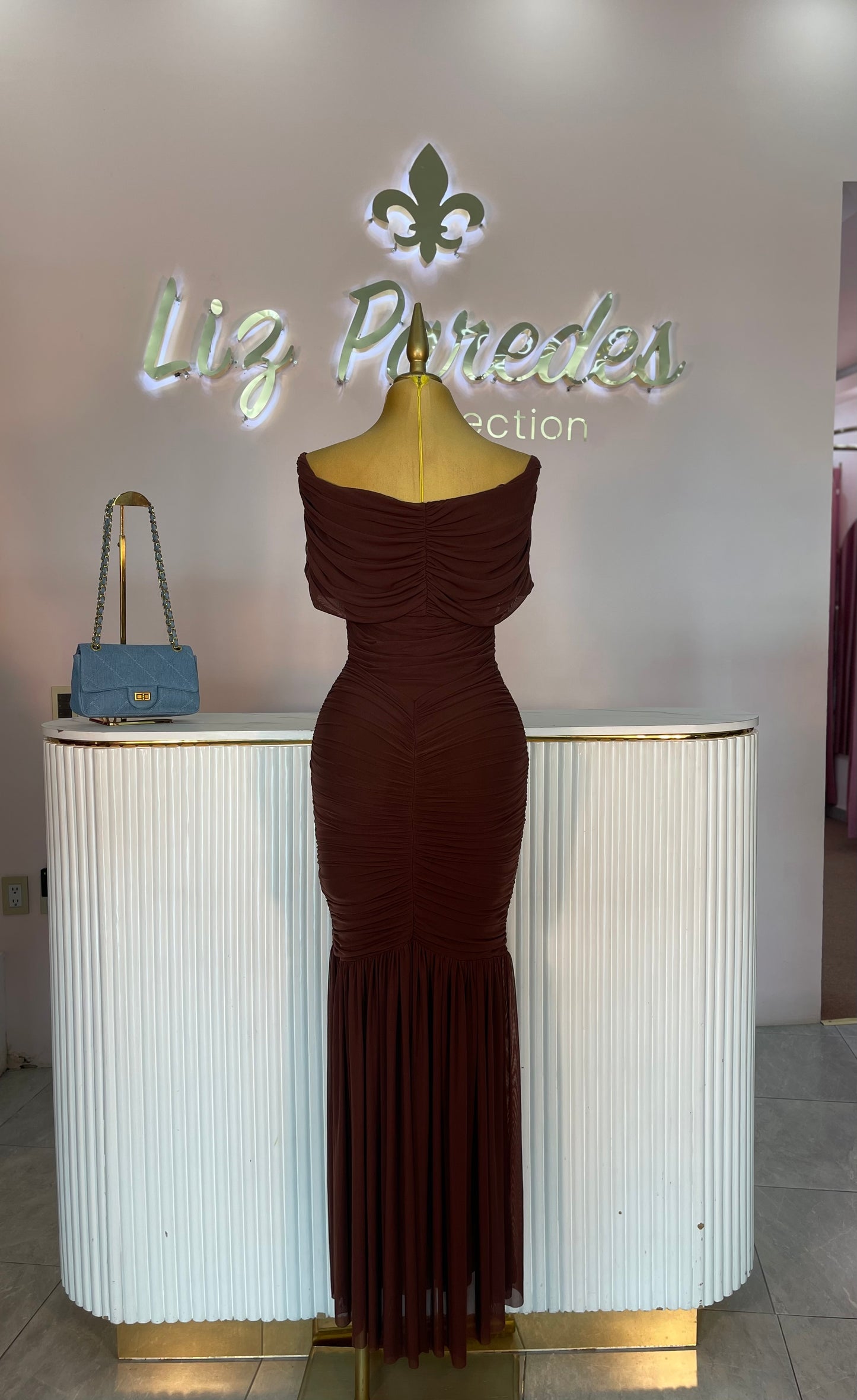 VESTIDO MAXI MESH OFF SHOULDER