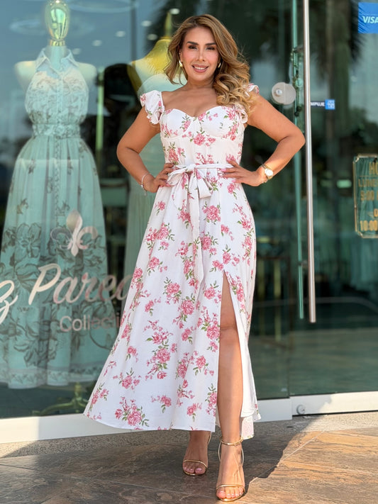 VESTIDO MIDI ESTAMPADO TIRANTE