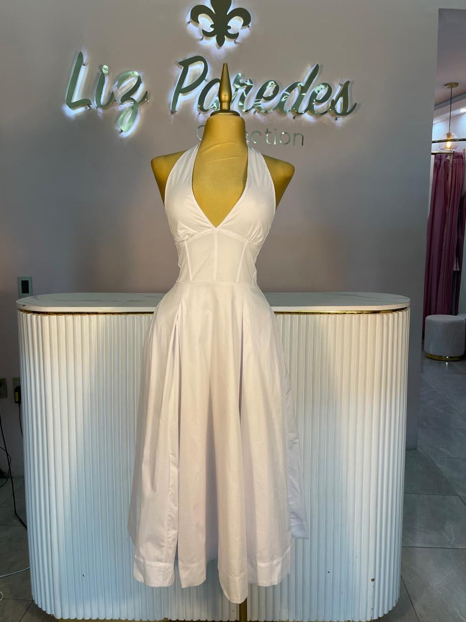 VESTIDO MIDI HALTER BLANCO