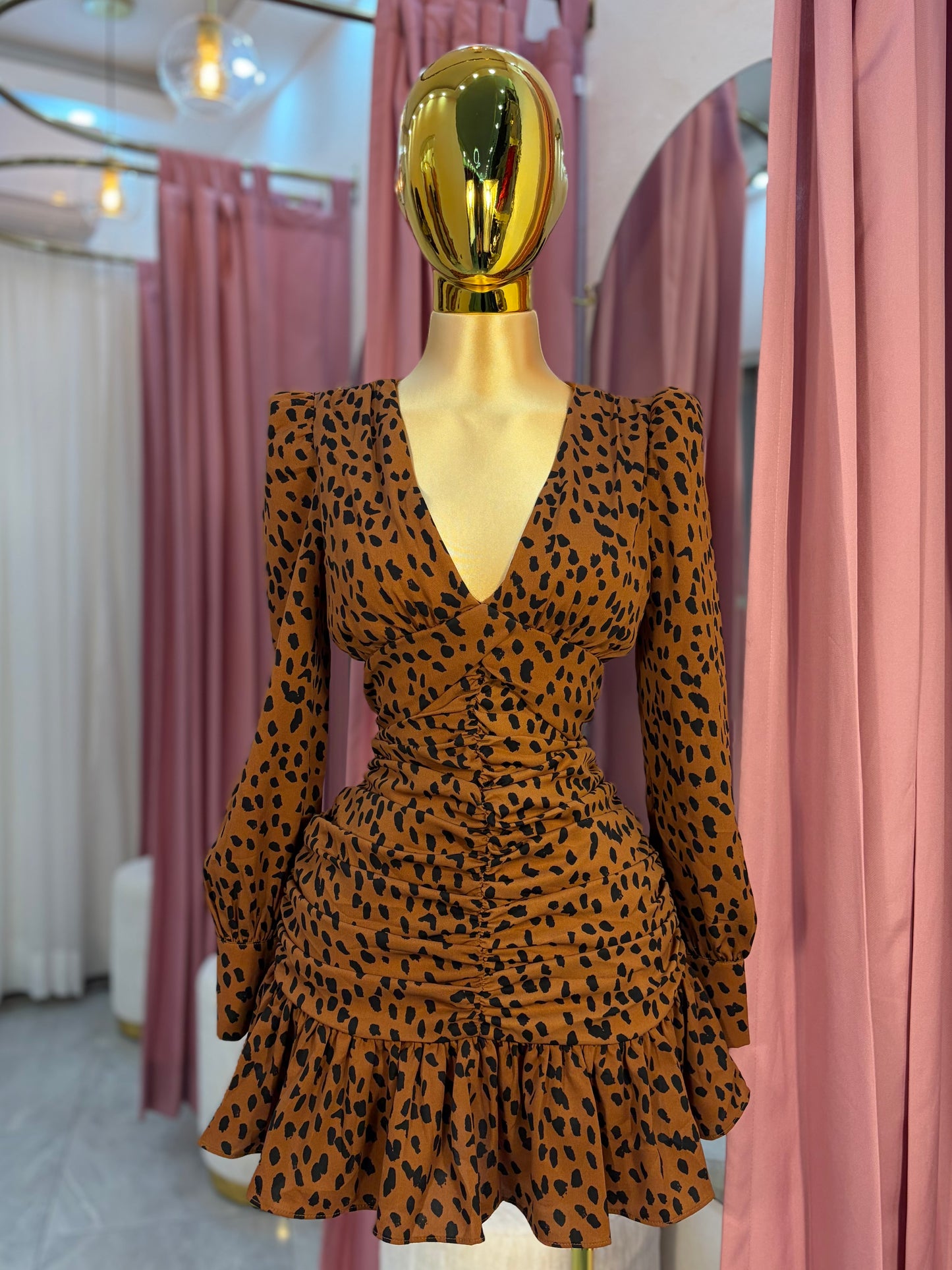 VESTIDO-MINI PLISADO ANIMAL PRINT