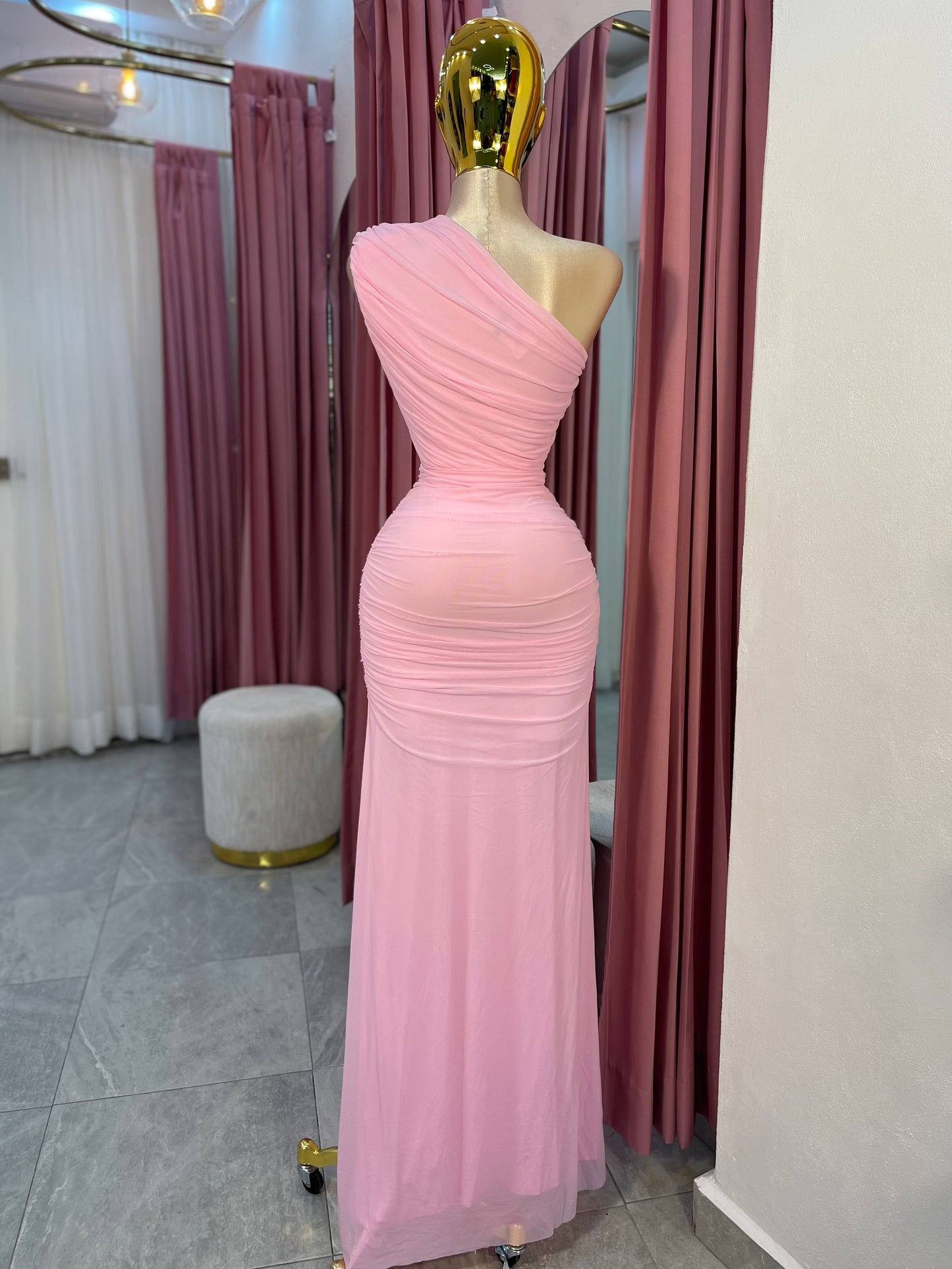 VESTIDO MAXI MESH ONE SHOULDER