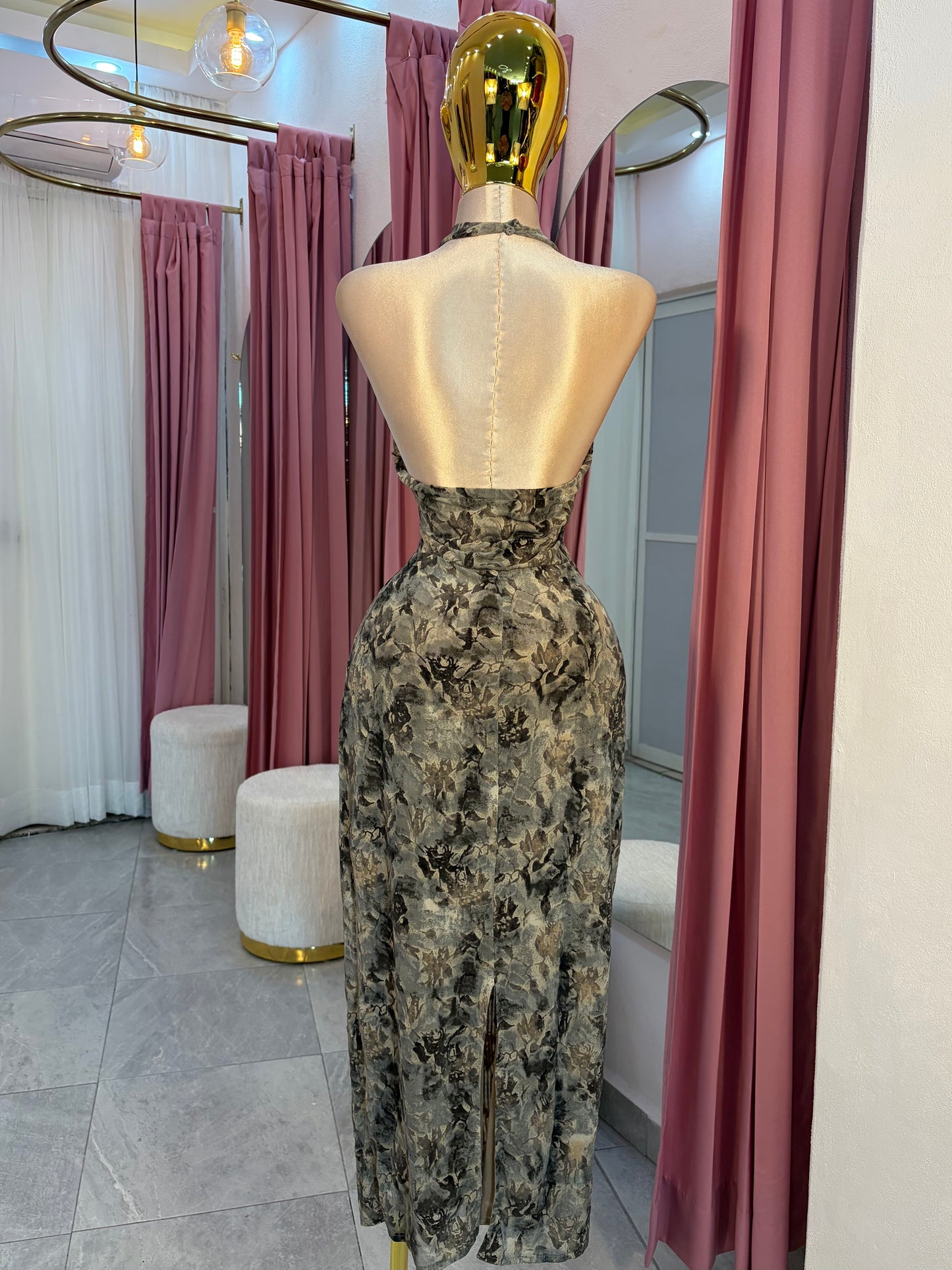 VESTIDO MIDI HALTER ESTAMPADO