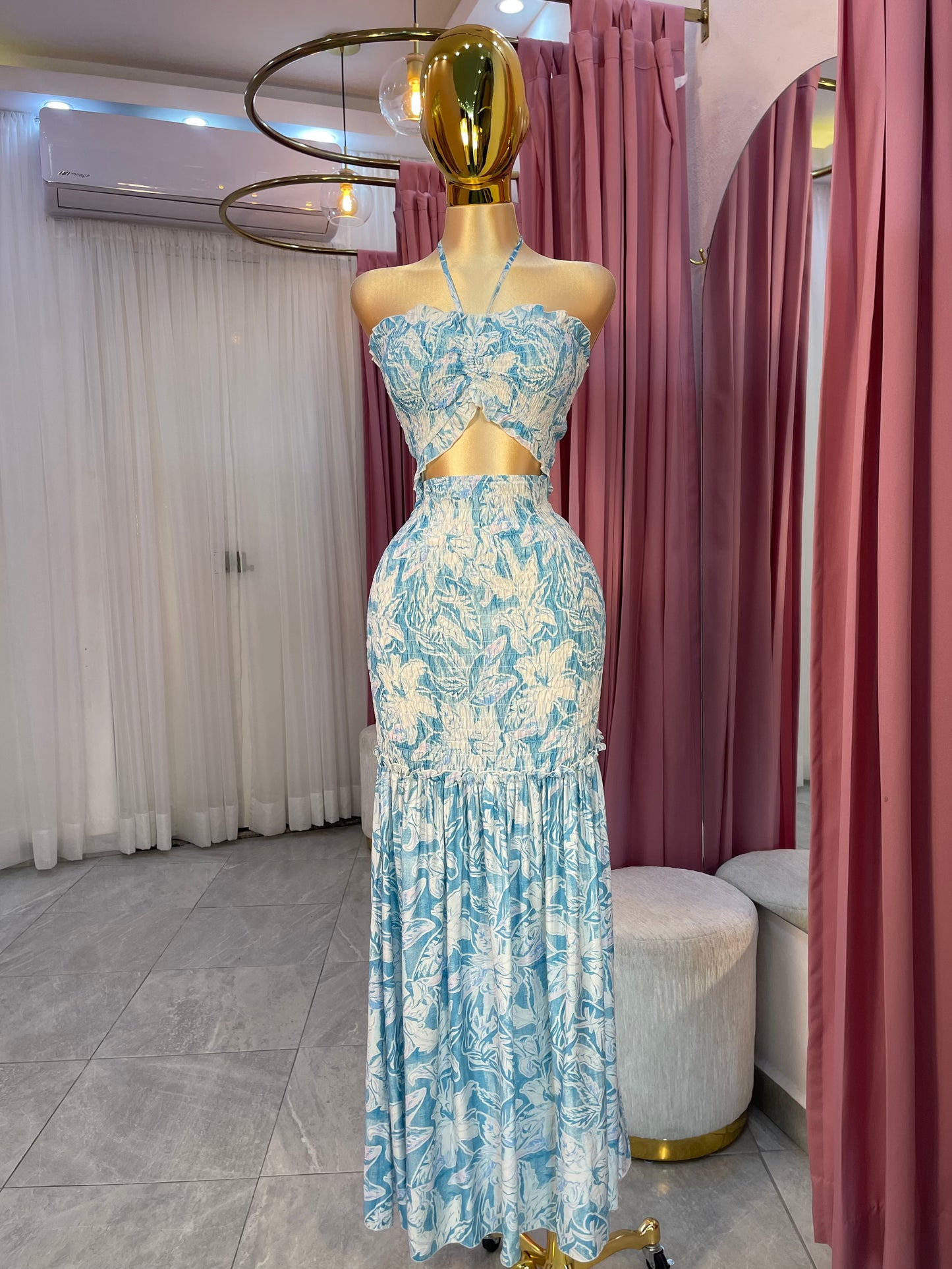 VESTIDO MAXI CORRUGADO STRAPLESS