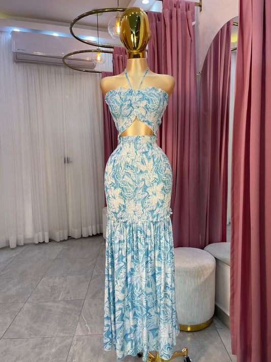 VESTIDO MAXI CORRUGADO STRAPLESS