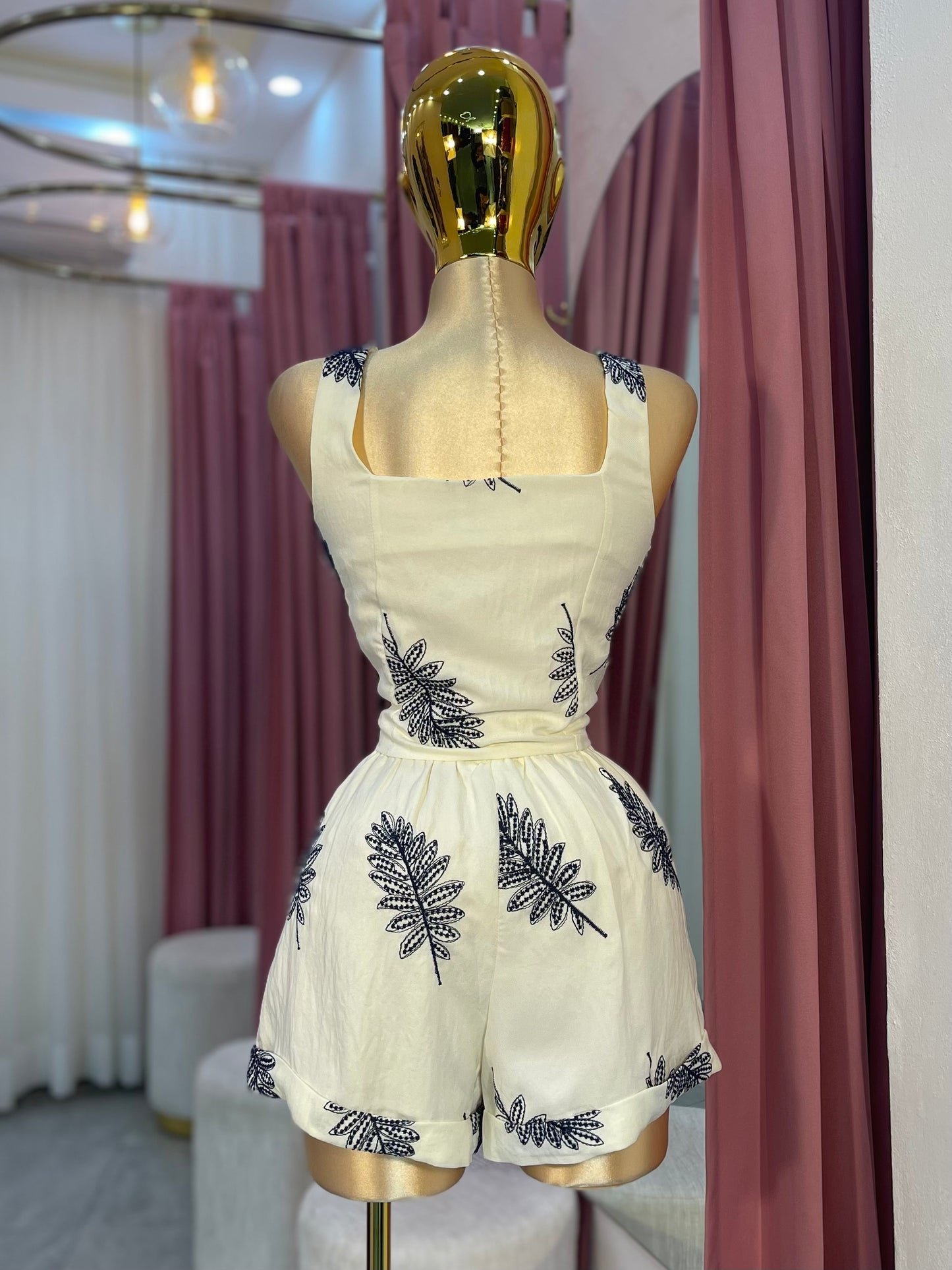 SET SHORT BORDADO AZUL