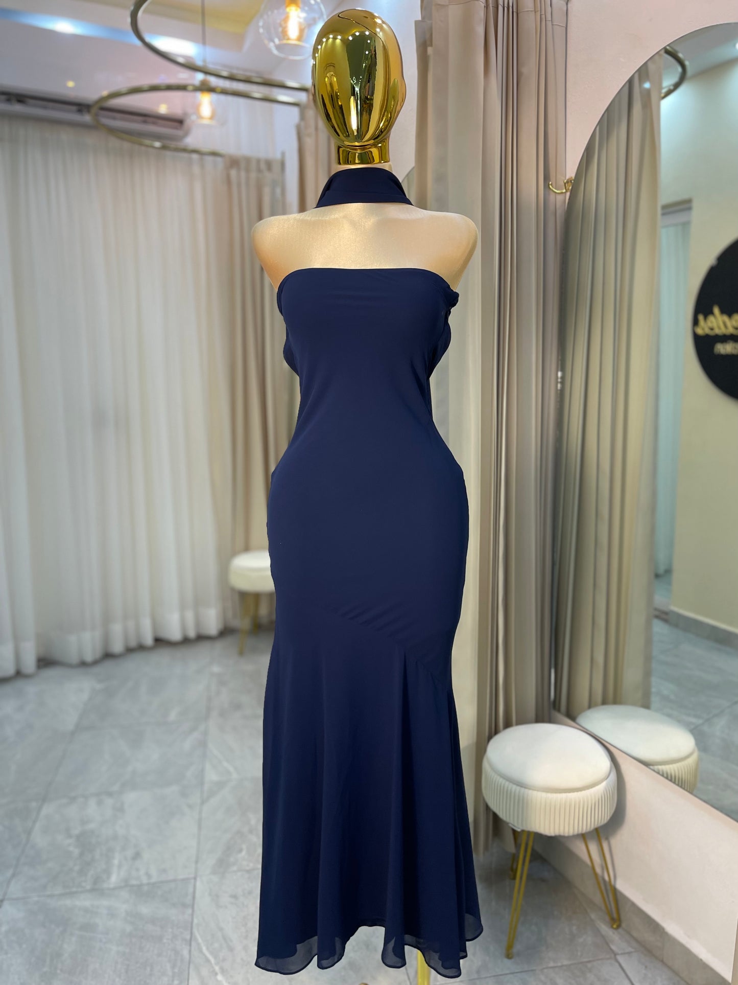 VESTIDO MAXI TUBO NAVY