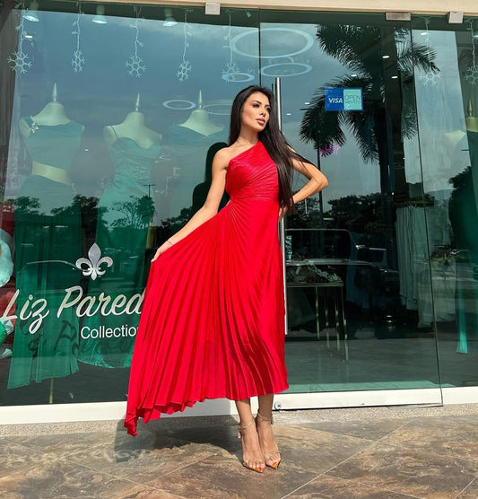 VESTIDO ASIMETRICO PLISADO