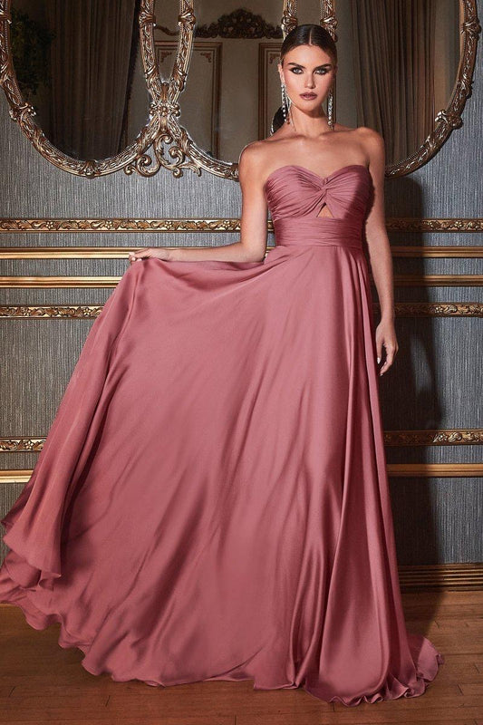 VESTIDO MAXI STRAPLESS SATIN